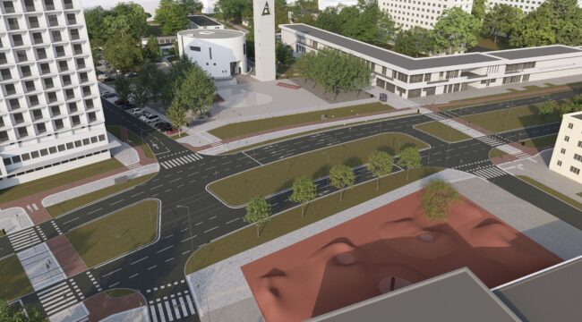 Vizualizace - dopravní situace před kostelem sv. Ducha